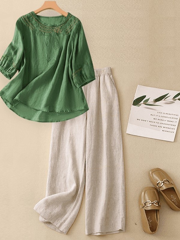 Set Linen Katun Kelas Atas Wan - Linen Shirt Breathable ulasan dan harga