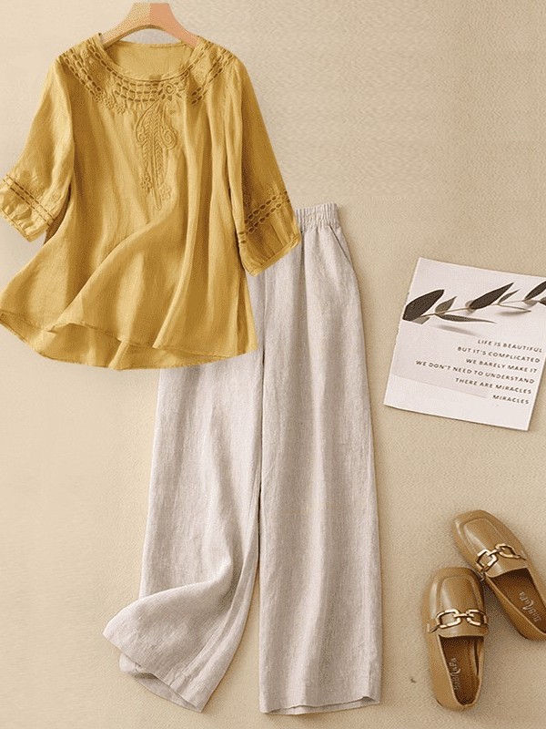 Set Linen Katun Kelas Atas Wan - Linen Shirt Breathable ulasan dan harga