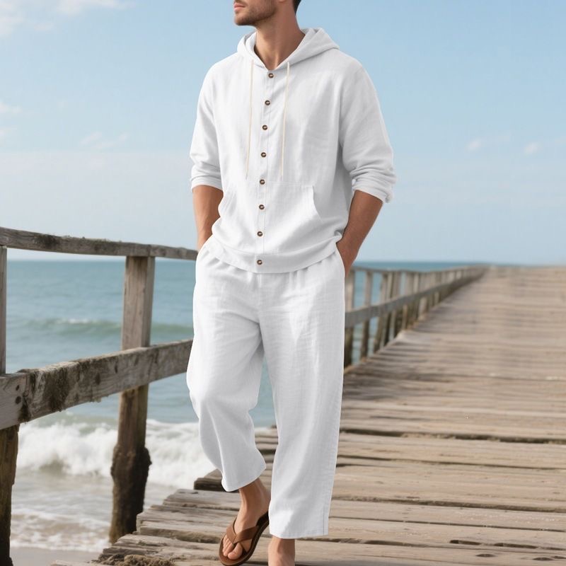 Setelan Pantai Linen Pria Musi - Linen Shirt Breathable ulasan dan harga