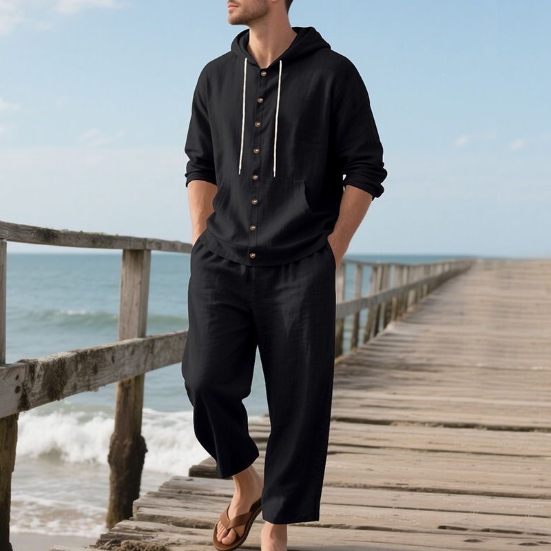 Setelan Pantai Linen Pria Musi - Linen Shirt Breathable ulasan dan harga