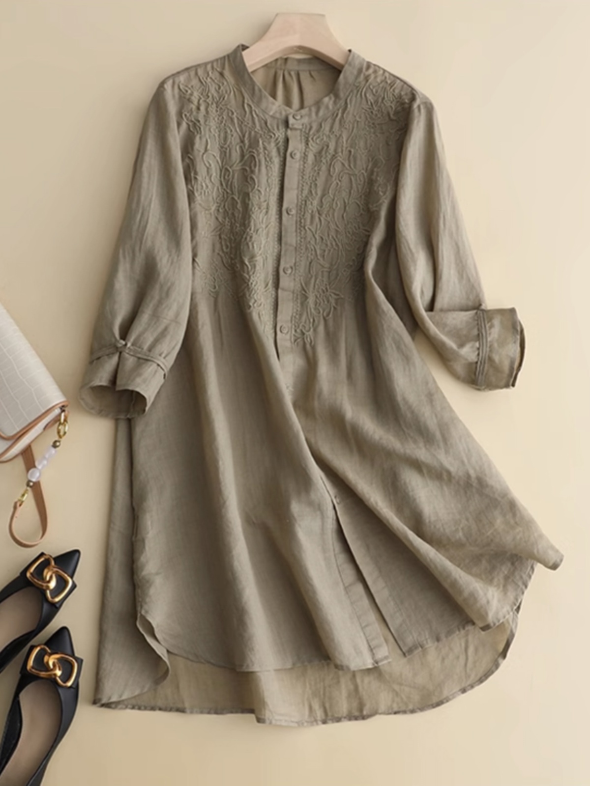 Kemeja panjang sedang bordir L - Linen Shirt Breathable ulasan dan harga