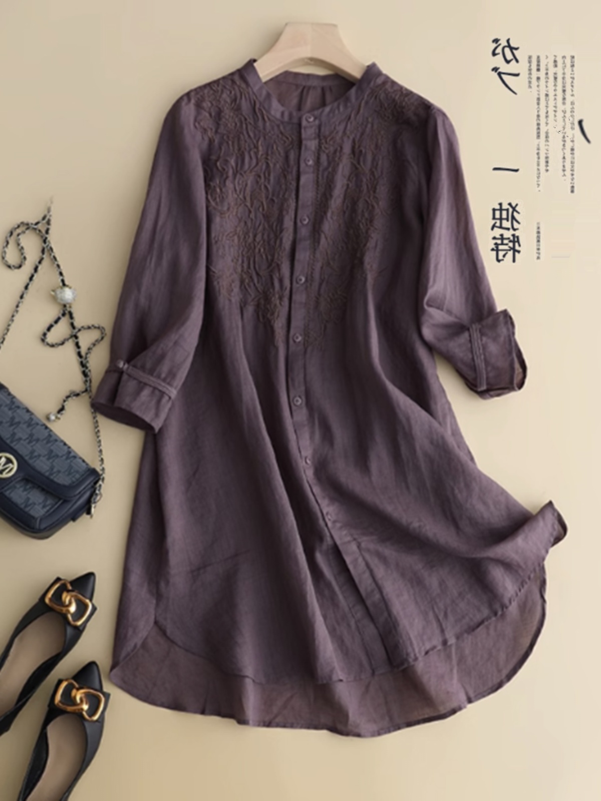Kemeja panjang sedang bordir L - Linen Shirt Breathable ulasan dan harga