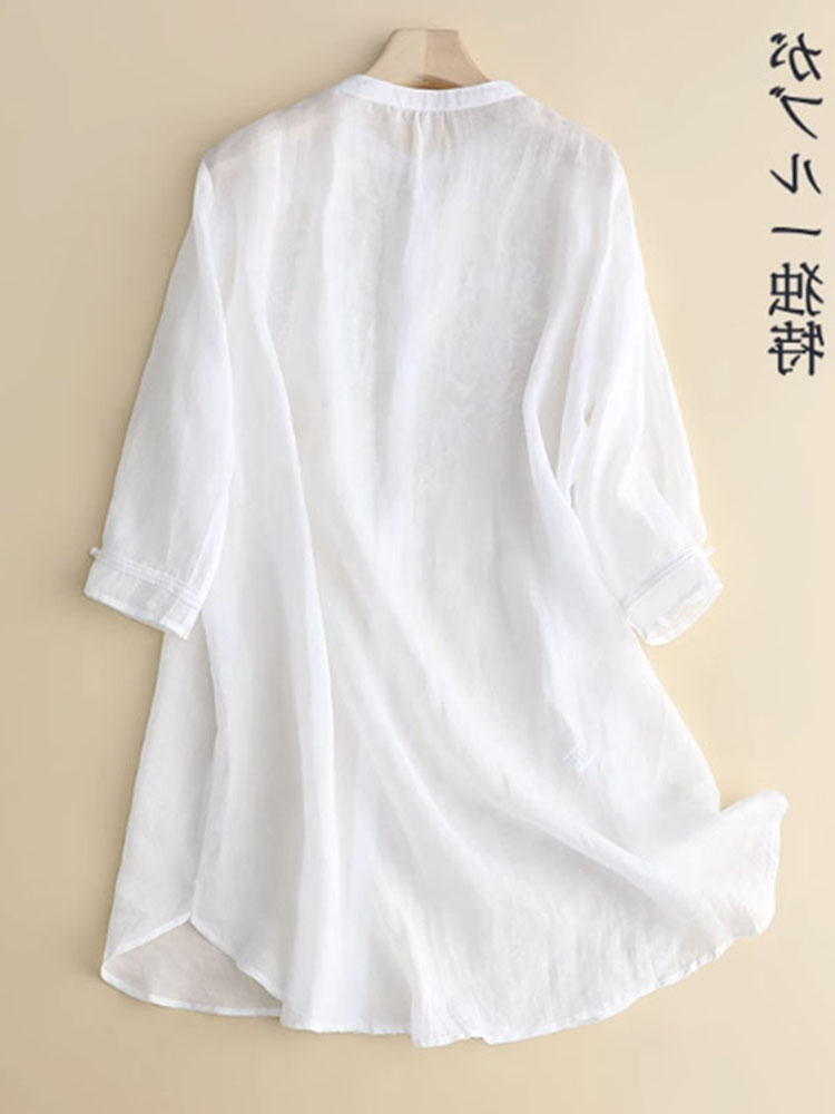 Kemeja panjang sedang bordir L - Linen Shirt Breathable ulasan dan harga